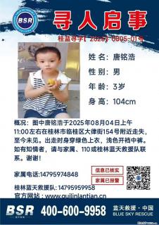 【寻人启事】图中唐铭浩于2025年08月04日上午11:00左右在桂林市临桂区大律街154号附近走失 - 南阳28生活网 ny.28life.com